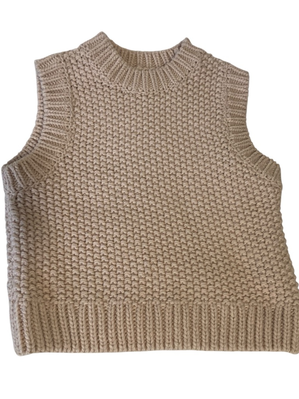 H&M Blush Cream Chunky Knit Sweater Vest- size XS- SO GREAT!